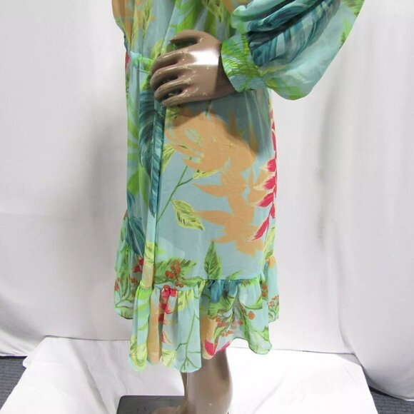 NEW PATBO X RESOLVE Tropicalia Short Kimono Swim Cover-up Island Blue Size L - Picture 4 of 14